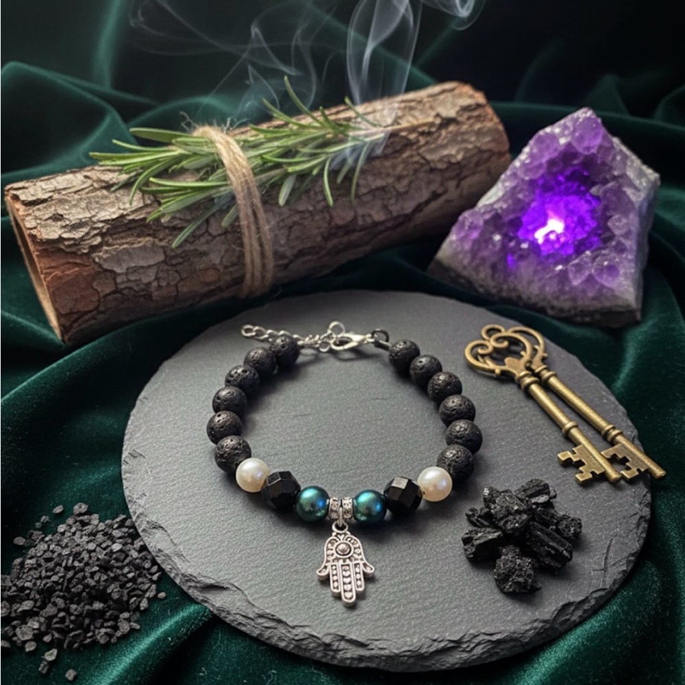 Wanderlust Black and Silver Charm Healing Bracelet